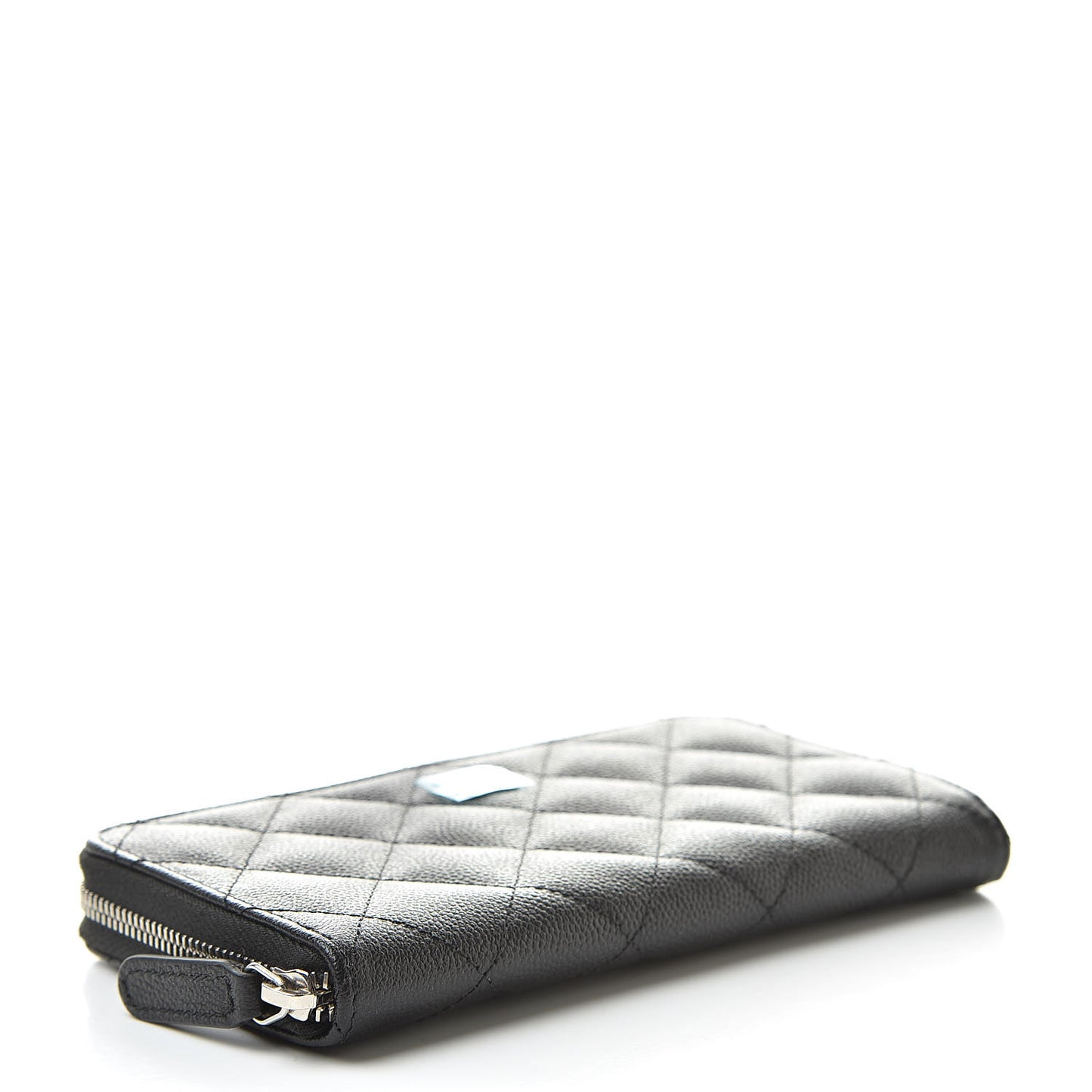 Caviar Quilted Small Zip Around Wallet Black