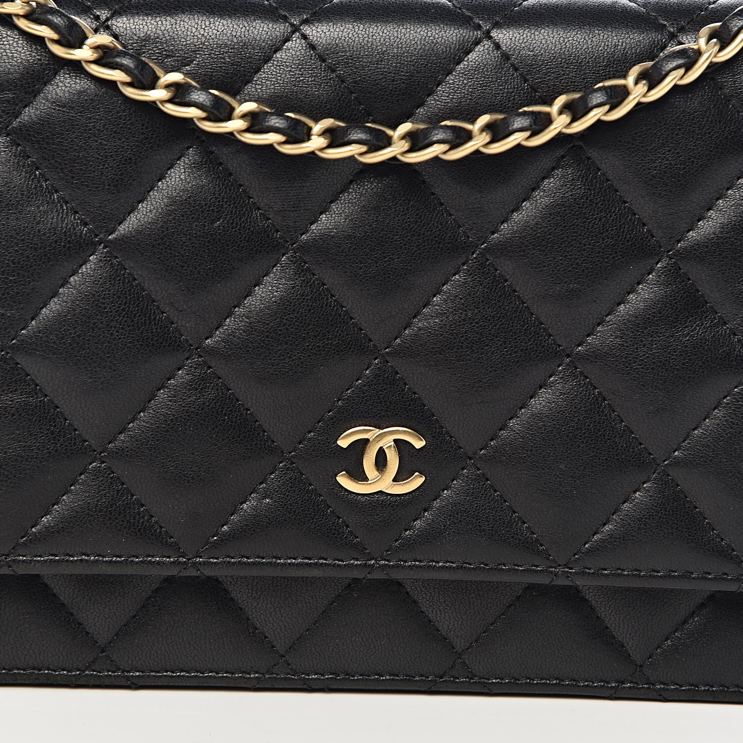 Chanel Lambskin Quilted Wallet On Chain WOC Black 17 of 17