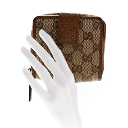 Gucci Monogram Dollar Calfskin Zip Around French Wallet Beige Ebony Tabacco 2 of 9