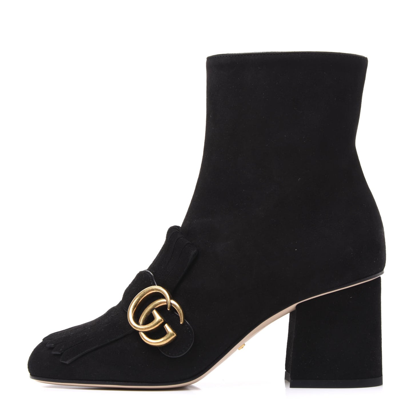 Kid Scamosciato GG Marmont Fringe 75mm Ankle Boots 36 Black