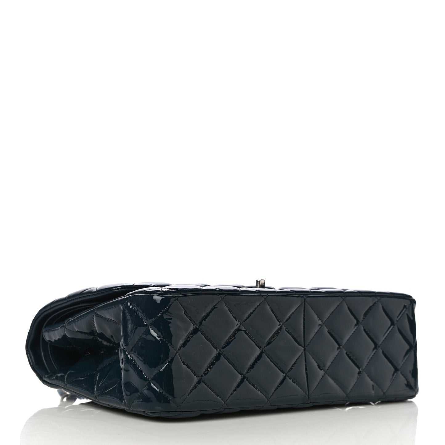 Patent Quilted Jumbo Double Flap Navy