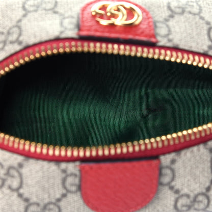 Gucci Soft GG Supreme Monogram Calfskin Small Ophidia Cosmetic Case Beige Ebony Hibiscus Red 5 of 11