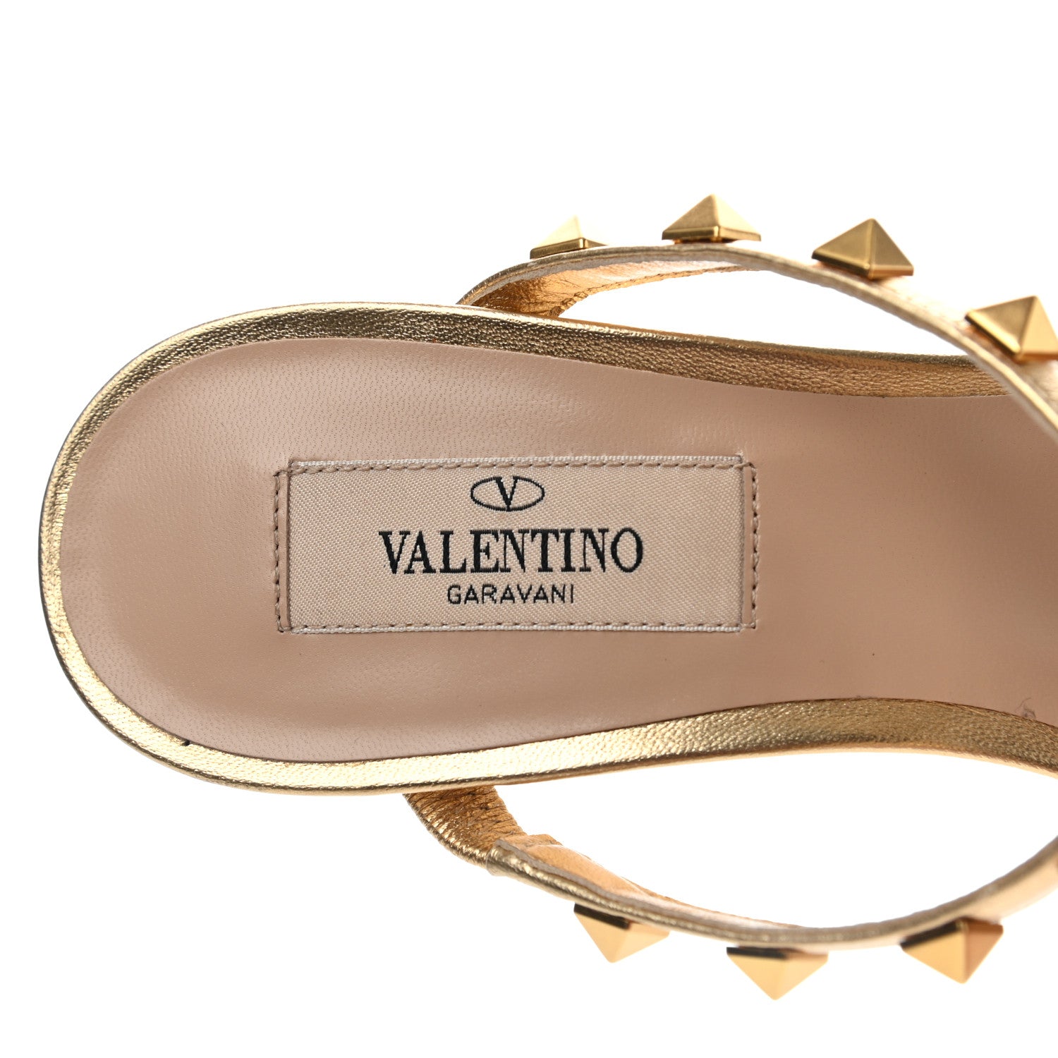 Valentino Garavani Metallic Nappa Rockstud Wedge Slide Sandals 36 Antique Brass 6 of 8