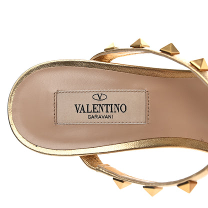 Valentino Garavani Metallic Nappa Rockstud Wedge Slide Sandals 36 Antique Brass 6 of 8