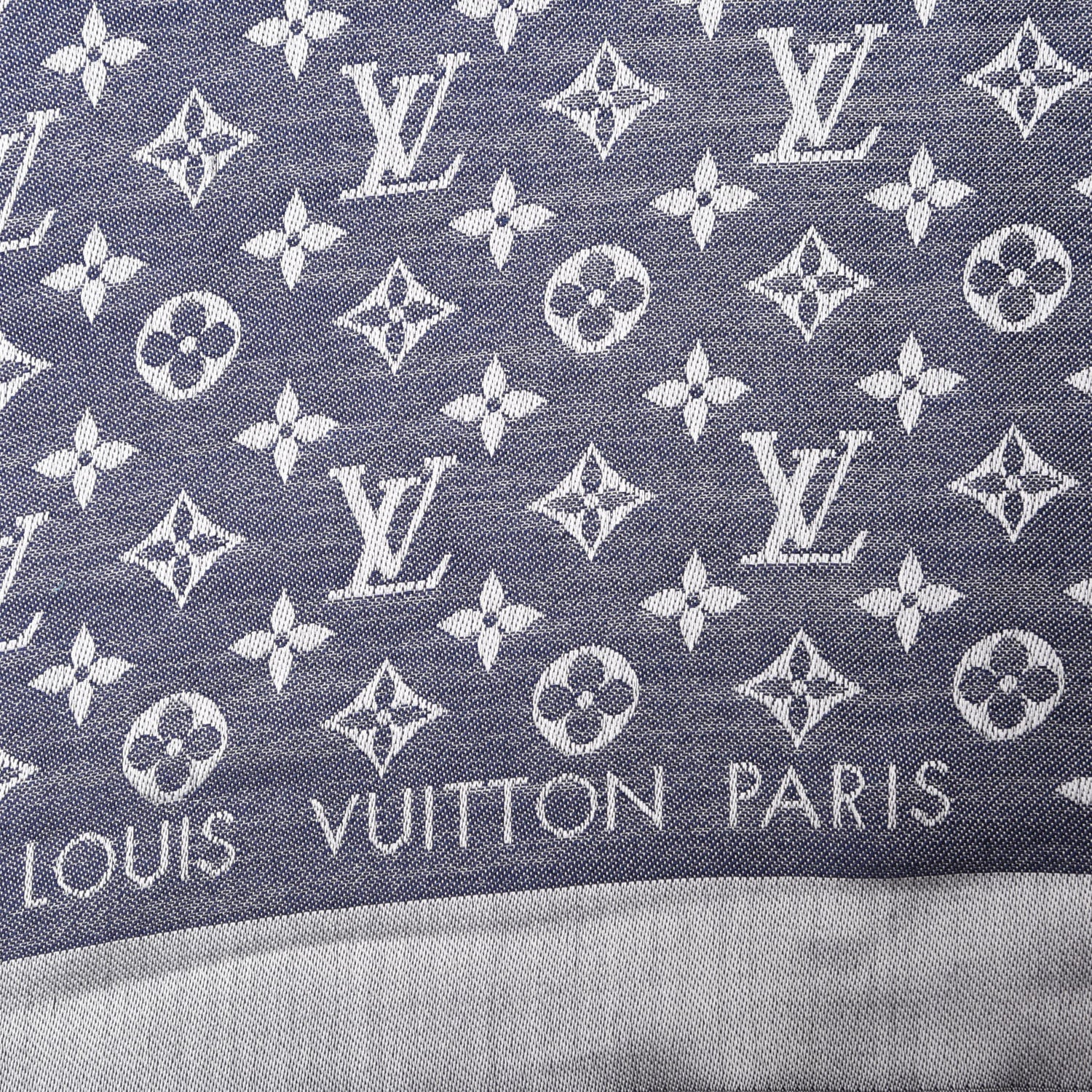 Louis Vuitton Wool Silk Monogram Denim Shawl Blue 3 of 5