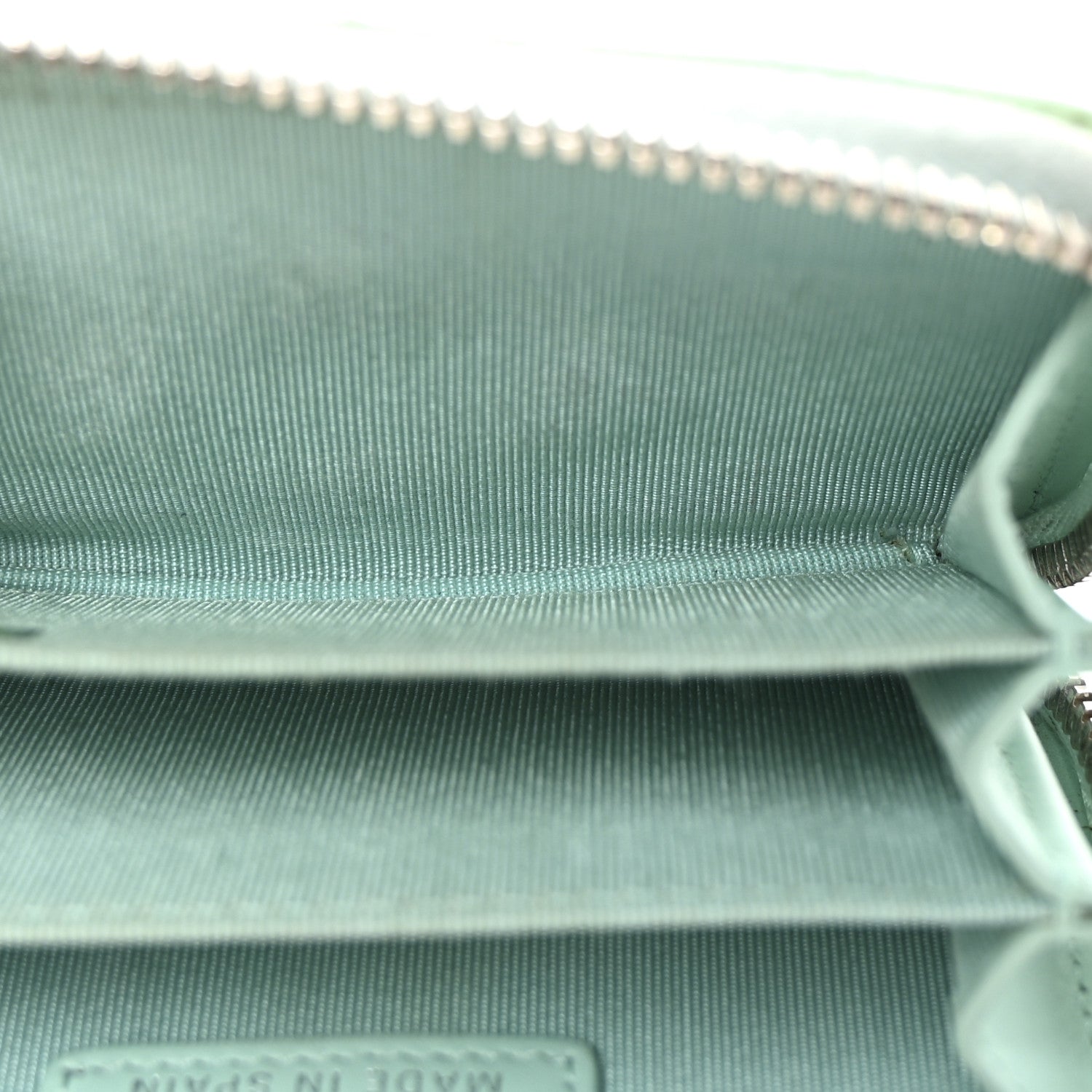 Chanel Patent Calfskin Quilted Zip Coin Purse Light Green 10 of 16