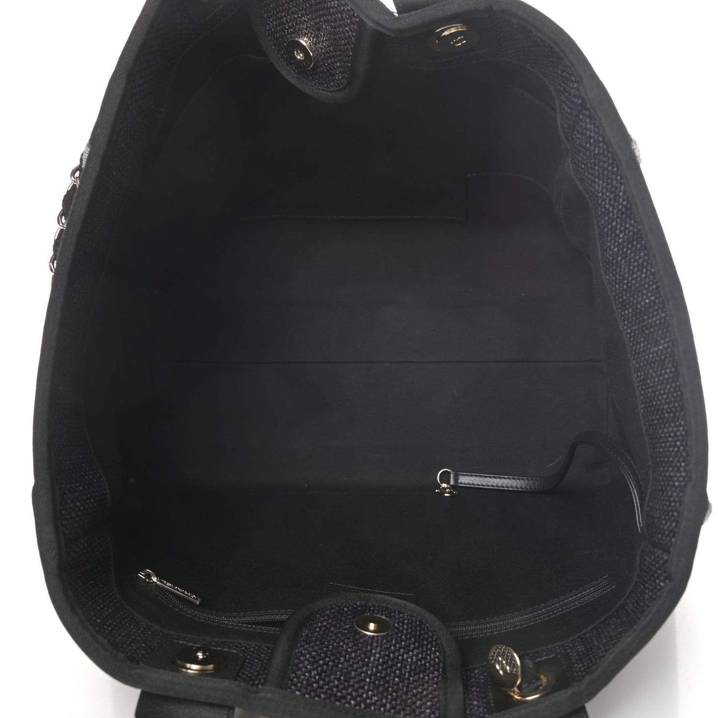 Woven Straw Raffia Medium Deauville Tote Black