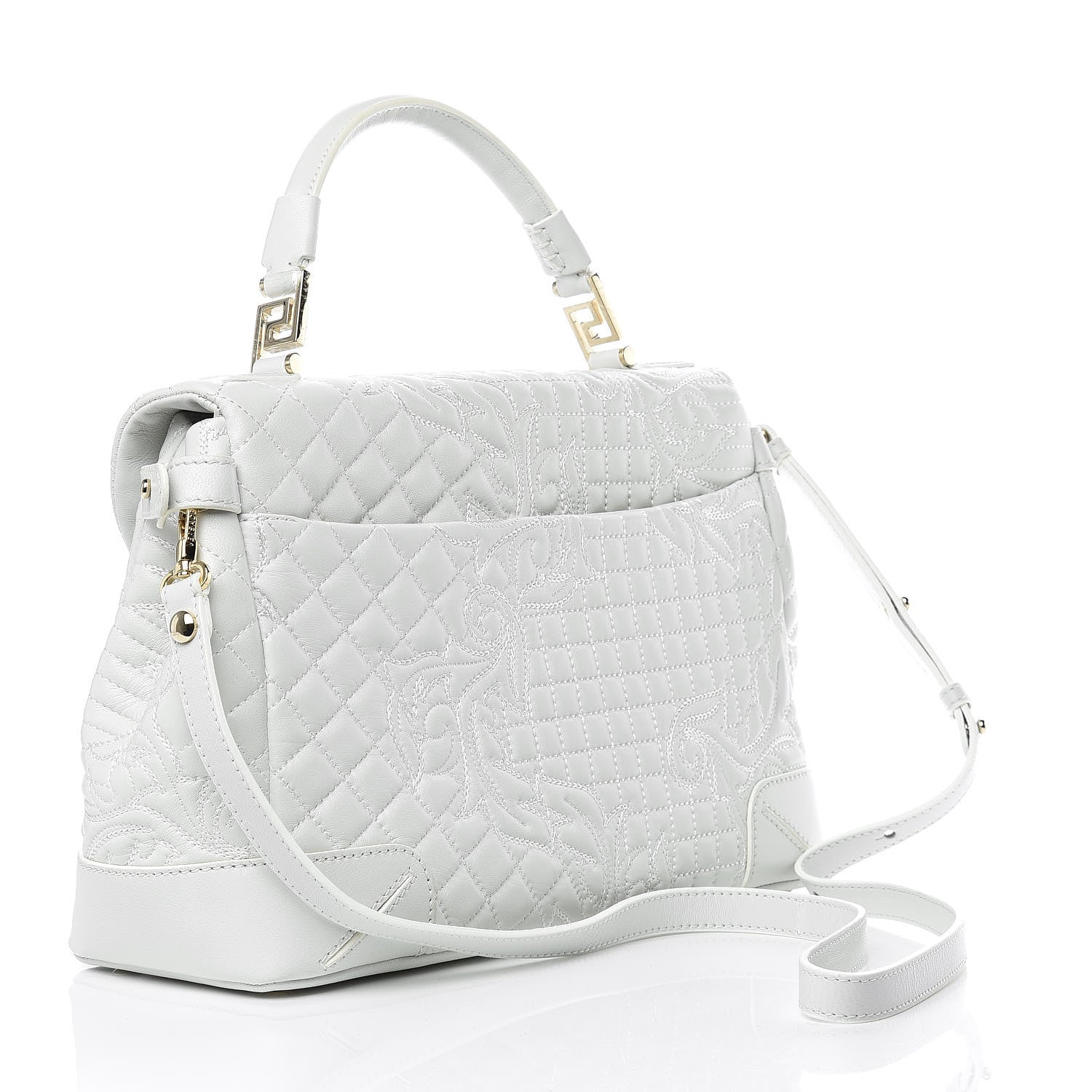 Versace Nappa Barocco Quilted Altea Vanitas Satchel White 4 of 17