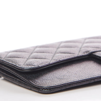 Chanel Iridescent Caviar Quilted Classic Pouch With Handle Black 9 of 11