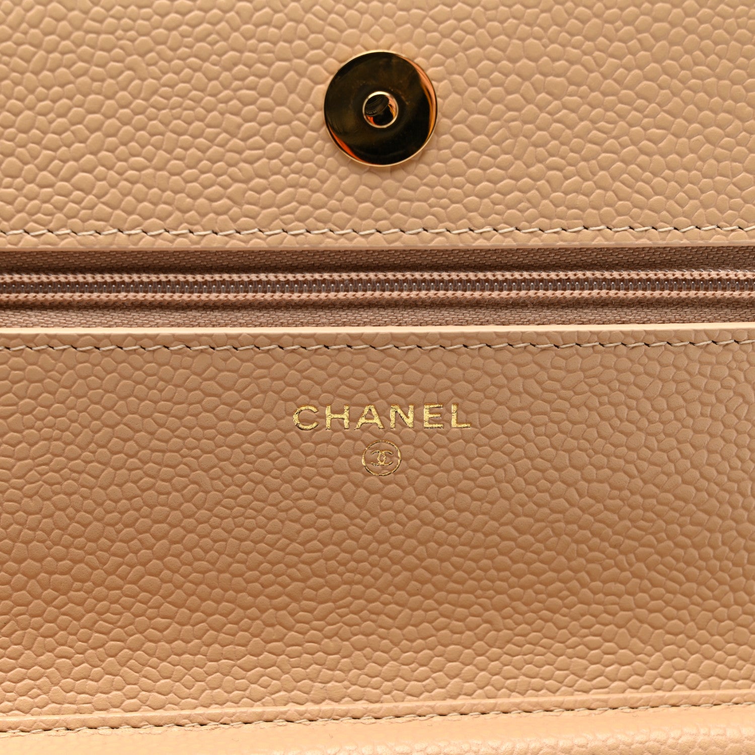 Chanel Caviar Quilted Wallet on Chain WOC Beige 7 of 12