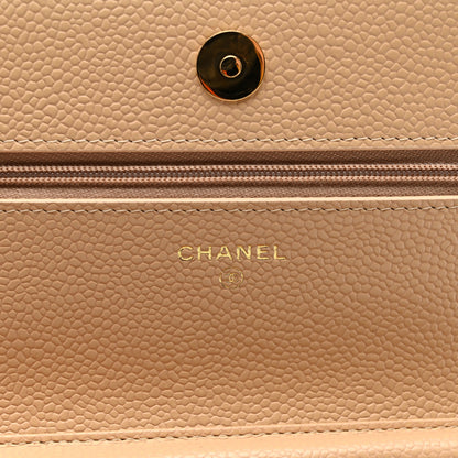 Chanel Caviar Quilted Wallet on Chain WOC Beige 7 of 12