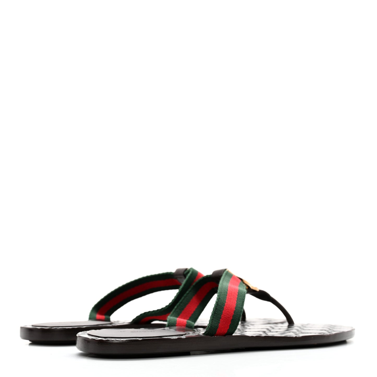 Nylon Guccissima Web Womens Thong Sandals 39 Cocoa Green Red
