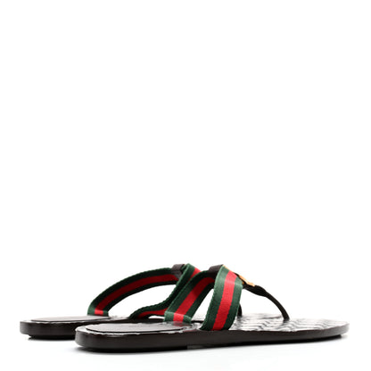 Gucci Nylon Guccissima Web Womens Thong Sandals 39 Cocoa Green Red 4 of 12
