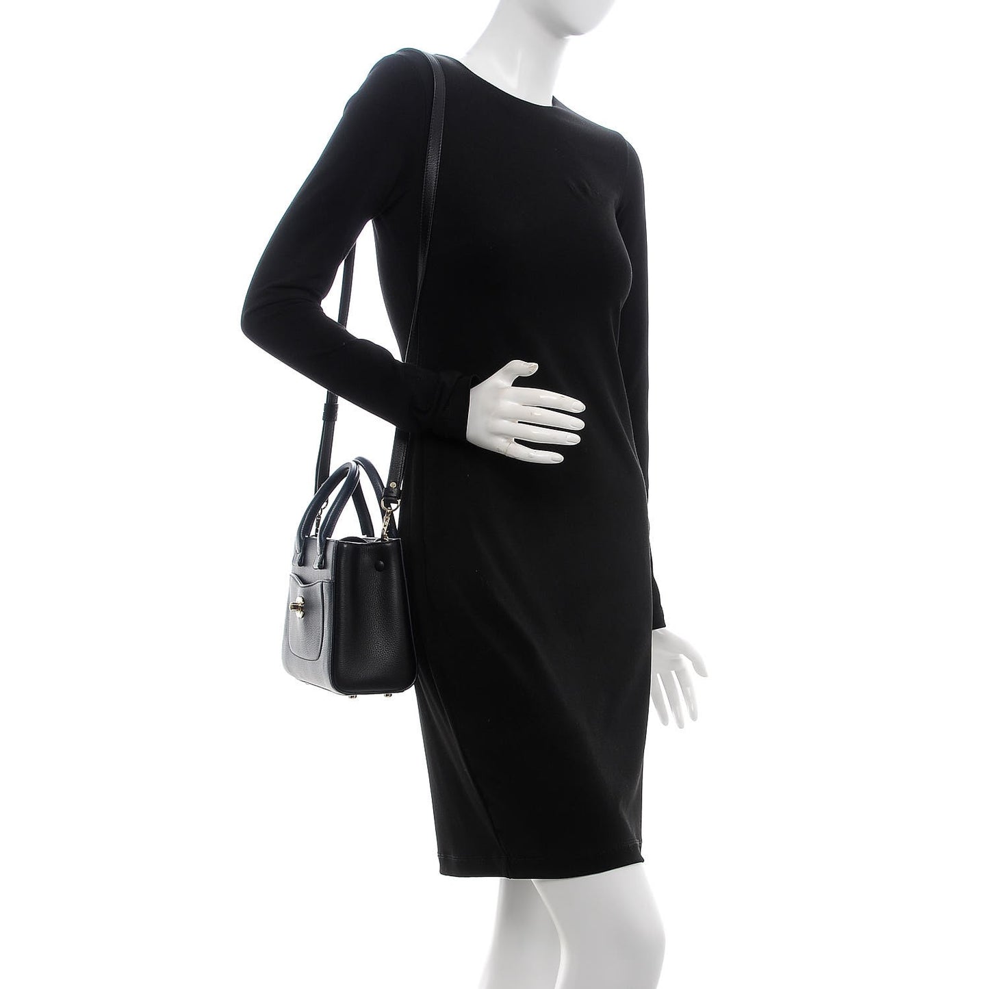Grained Calfskin Mini Neo Executive Shopper Tote Navy