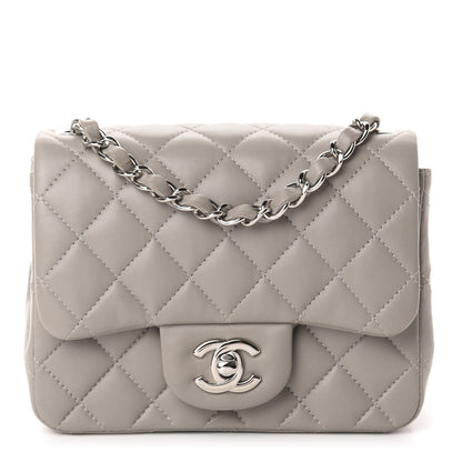 Chanel Lambskin Quilted Mini Square Flap Light Grey 1 of 11
