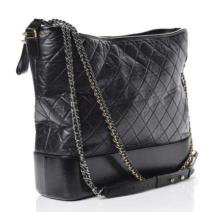 Chanel Aged Calfskin Quilted Maxi Gabrielle Hobo Black 4 of 16