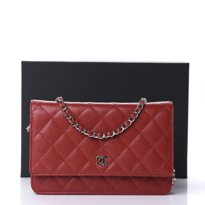 Chanel Caviar Quilted Wallet on Chain WOC Red 13 of 13