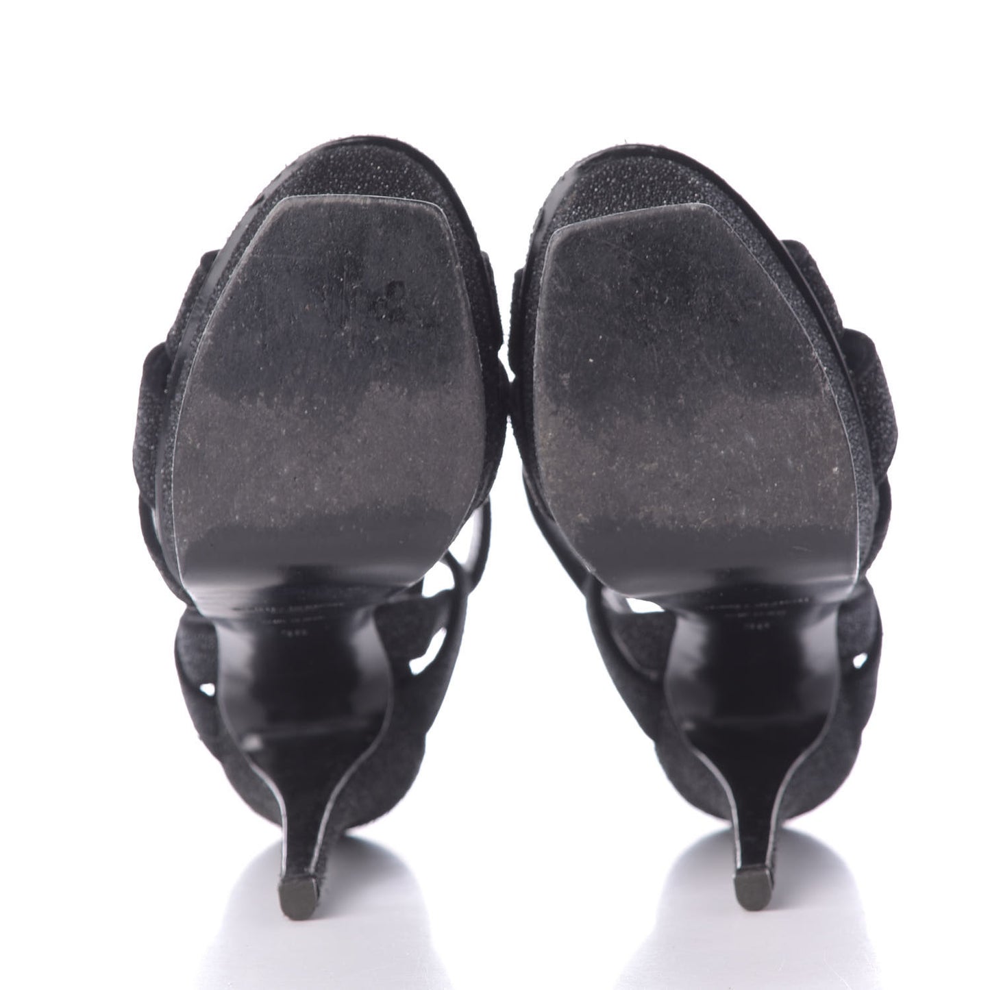 Glitter Effect Calfskin Tribute 105 Platform Sandals 36 Black