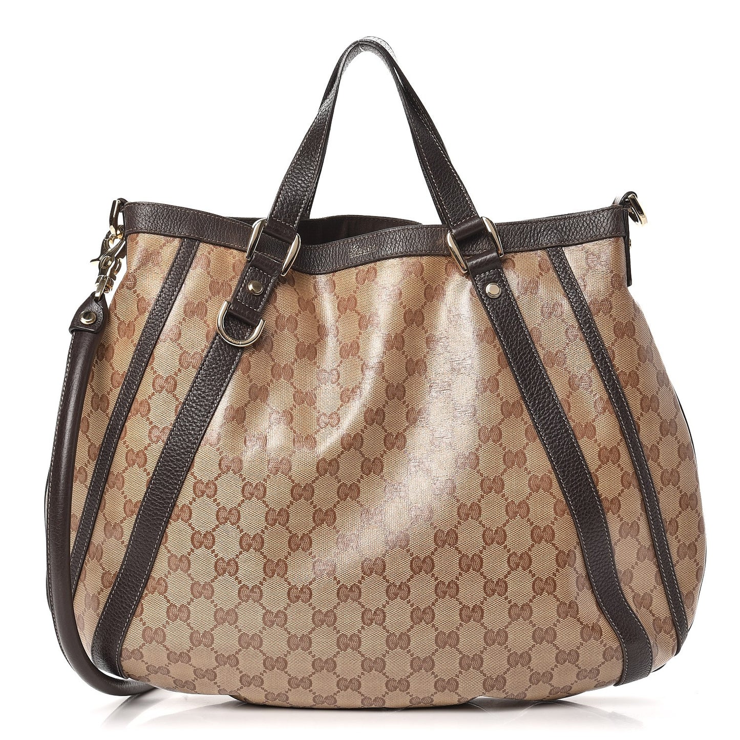 Crystal Monogram Medium Abbey Convertible Tote Dark Brown