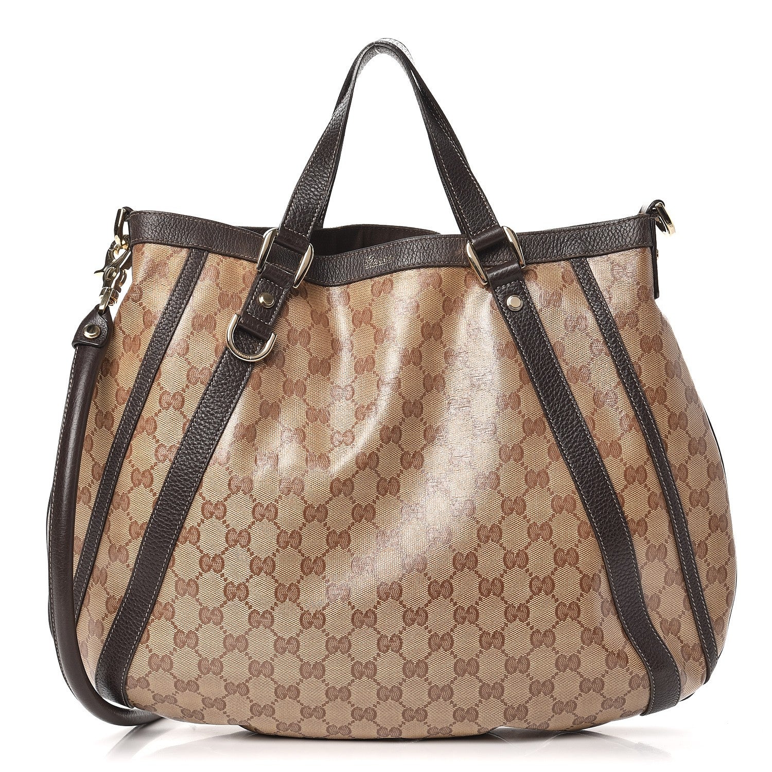 Gucci Crystal Monogram Medium Abbey Convertible Tote Dark Brown 1 of 10