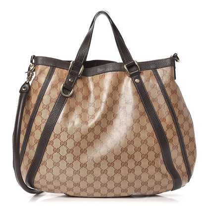 Gucci Crystal Monogram Medium Abbey Convertible Tote Dark Brown 1 of 10