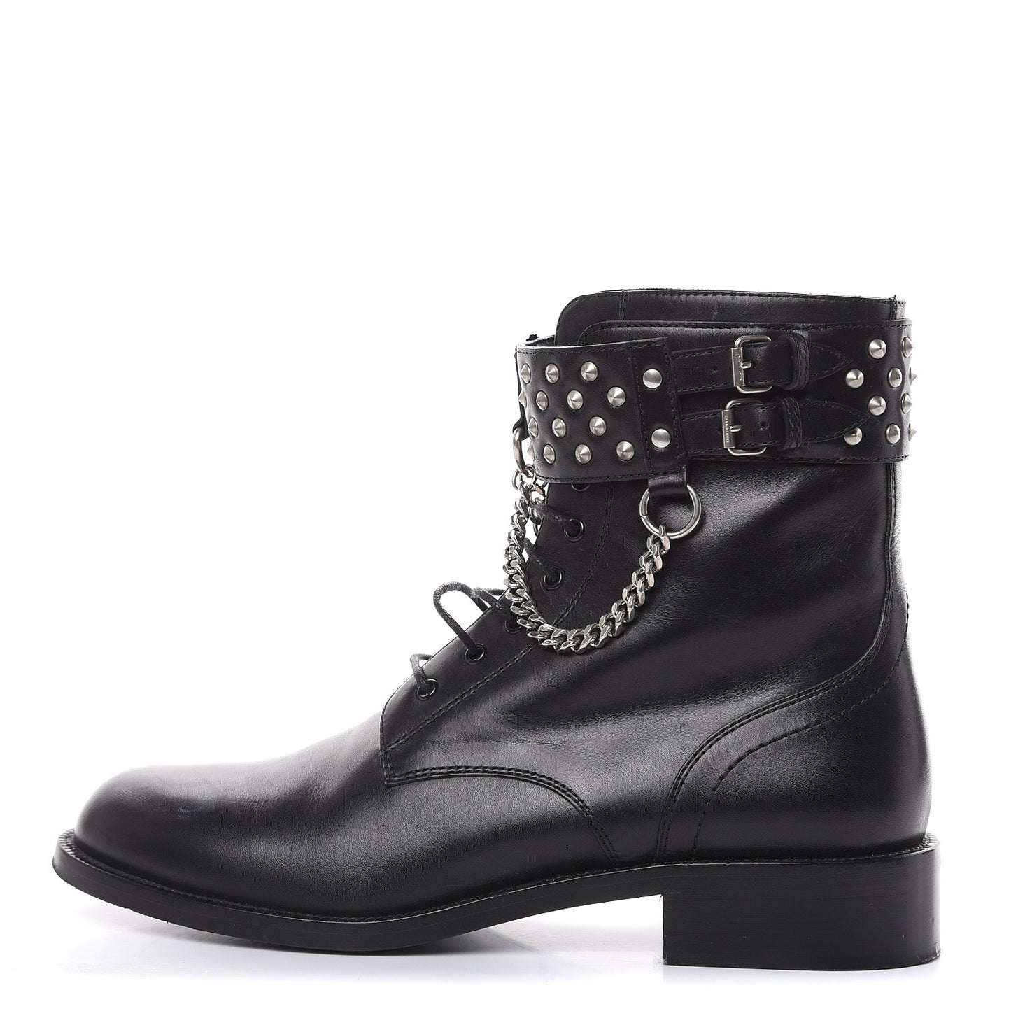 Smooth Calfskin Studded Boots 39 Black