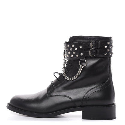 Saint Laurent Smooth Calfskin Studded Boots 39 Black 1 of 10
