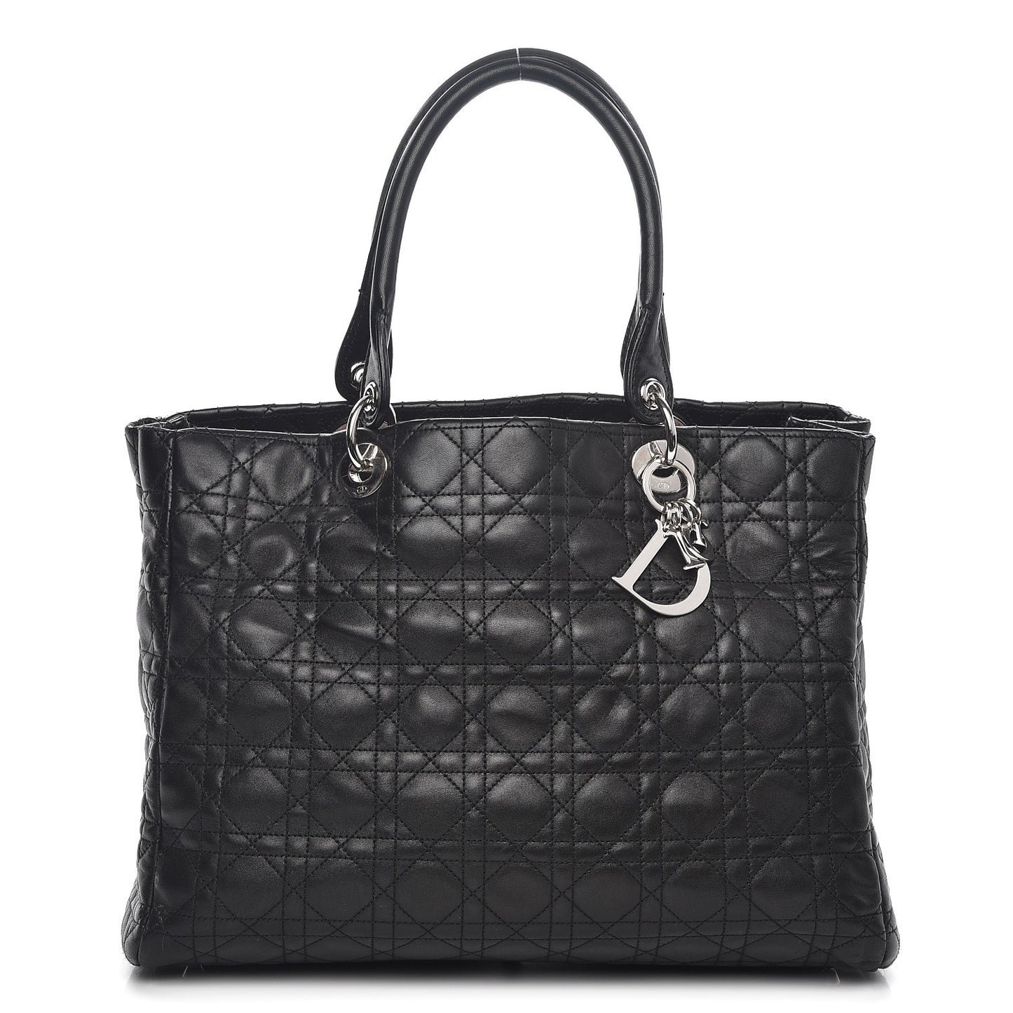 Lambskin Cannage Large Soft Lady Dior Shopping Tote Black