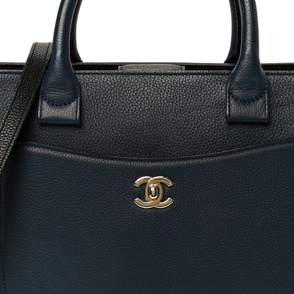 Chanel Grained Calfskin Small Neo Executive Shopper Tote Dark Blue Black 8 of 10