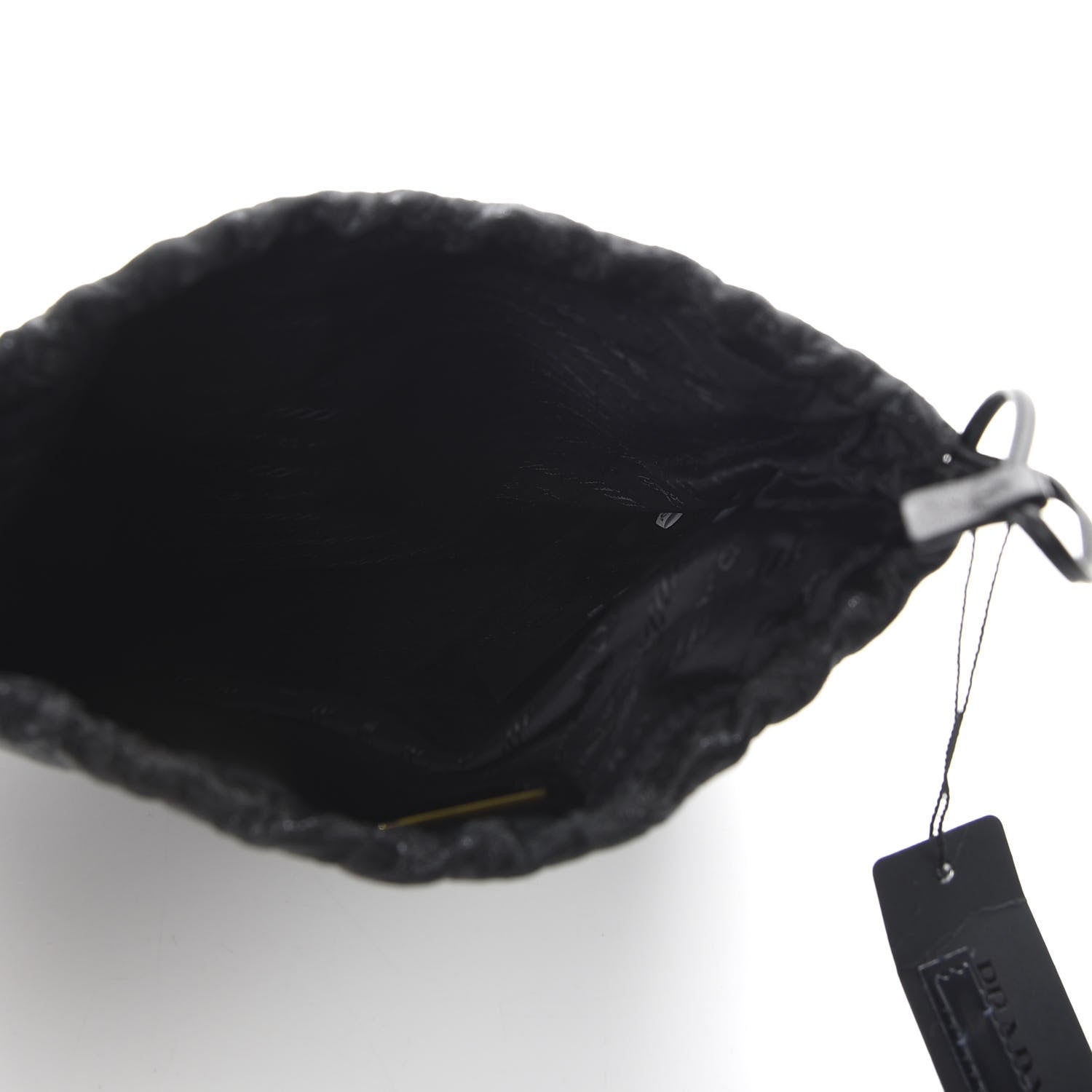 Prada Lace Embroidered Drawstring Pouch Black 5 of 7