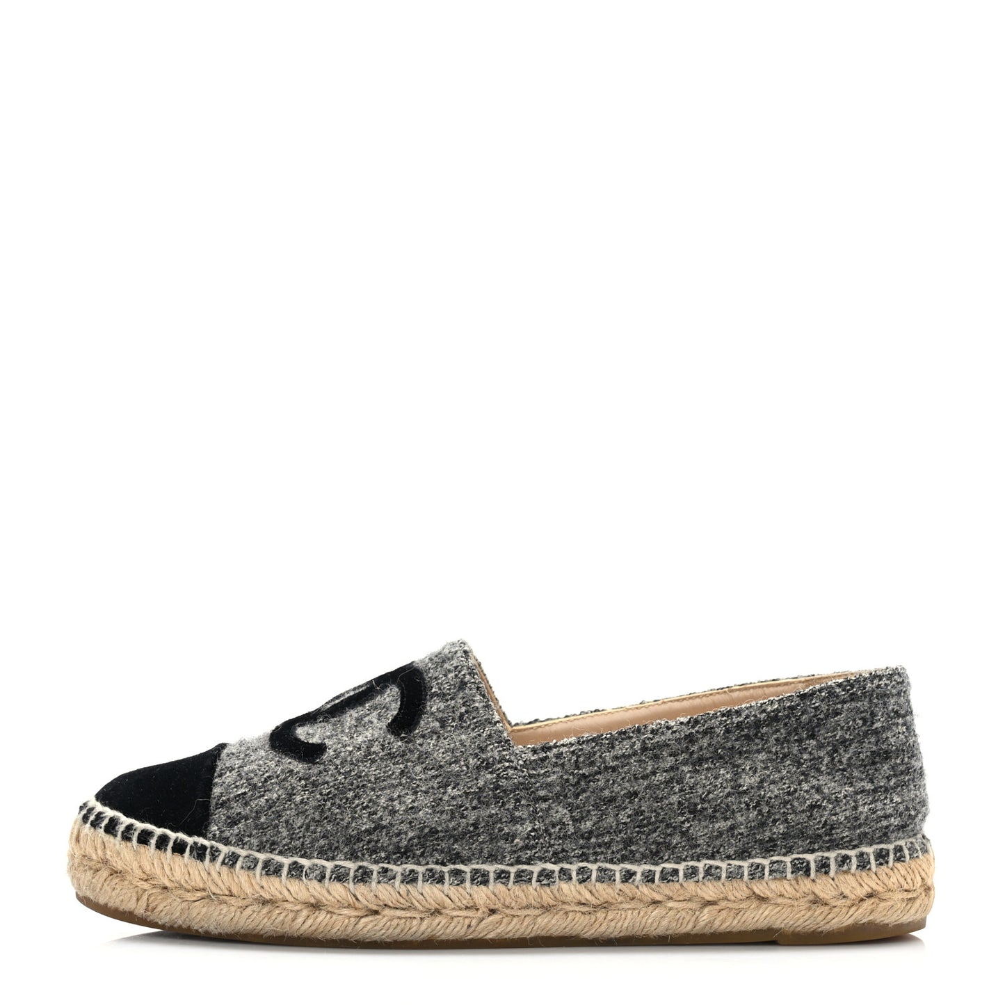 Wool Velvet CC Espadrilles 38 Black