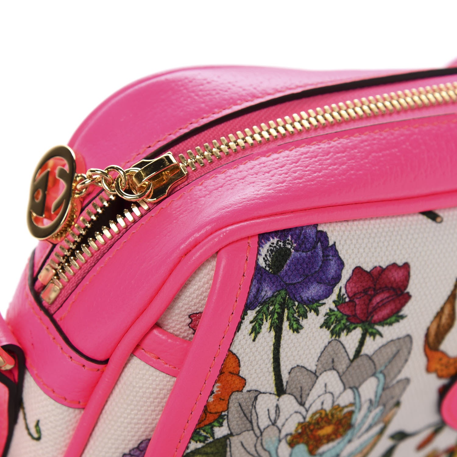 Gucci Canvas Flora Floral Shoulder Bag White Fuchsia Fluo 8 of 12