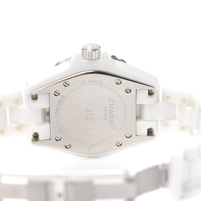Chanel Stainless Steel Ceramic Diamond 33mm J12 Quartz Watch White 4 of 4