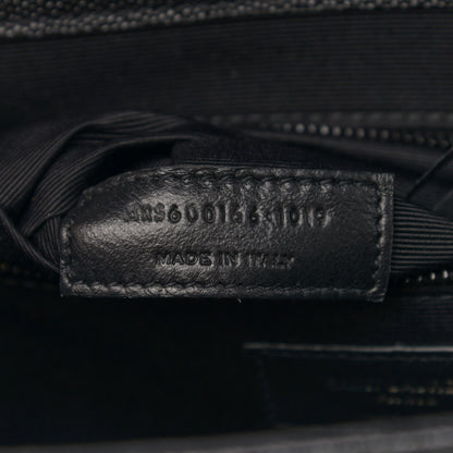 Saint Laurent Grain De Poudre Textured Mixed Matelasse Large Triquilt Monogram Monochrome Satchel Black 7 of 11