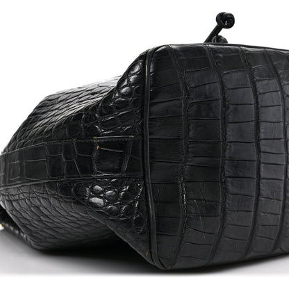 Chanel Alligator Drawstring Bucket Bag Black 8 of 9