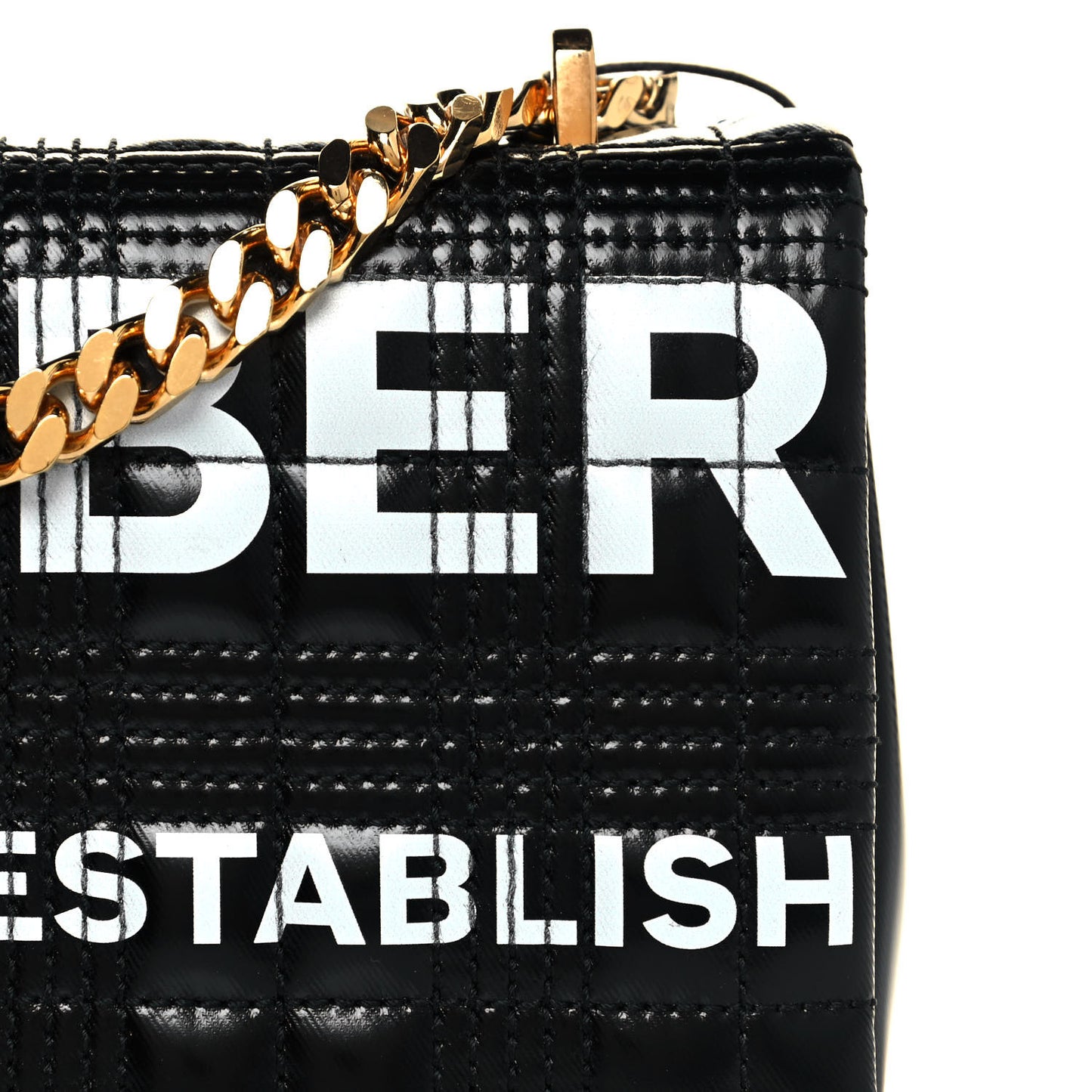 Patent Quilted Horseferry Print Small Lola Bag Black