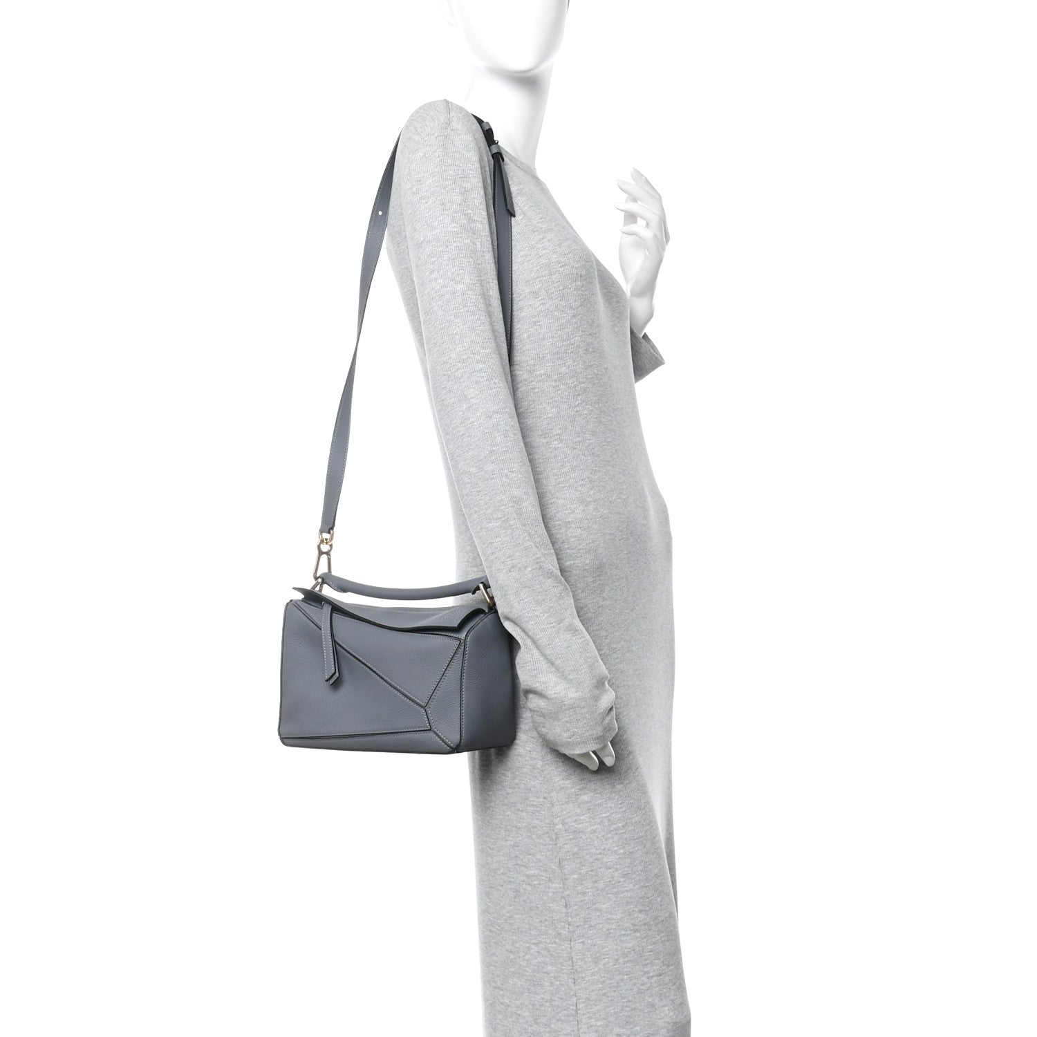 Loewe Soft Grained Calfskin Small Puzzle Bag Asphalt Grey 1843434