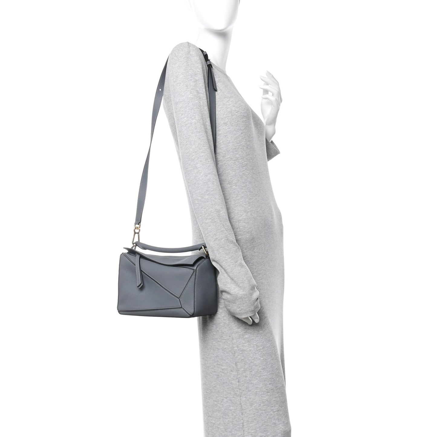 Soft Grained Calfskin Small Puzzle Bag Asphalt Grey