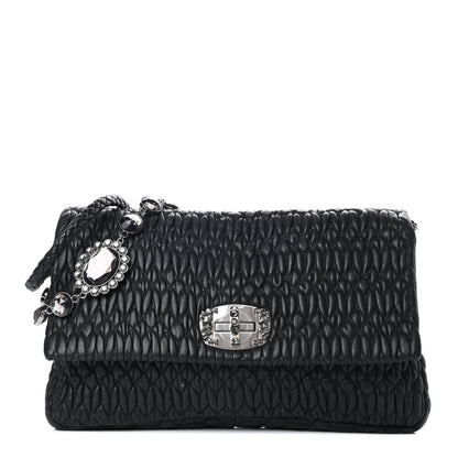 Miu Miu Nappa Matelasse Crystal Flap Clutch Black 1 of 15