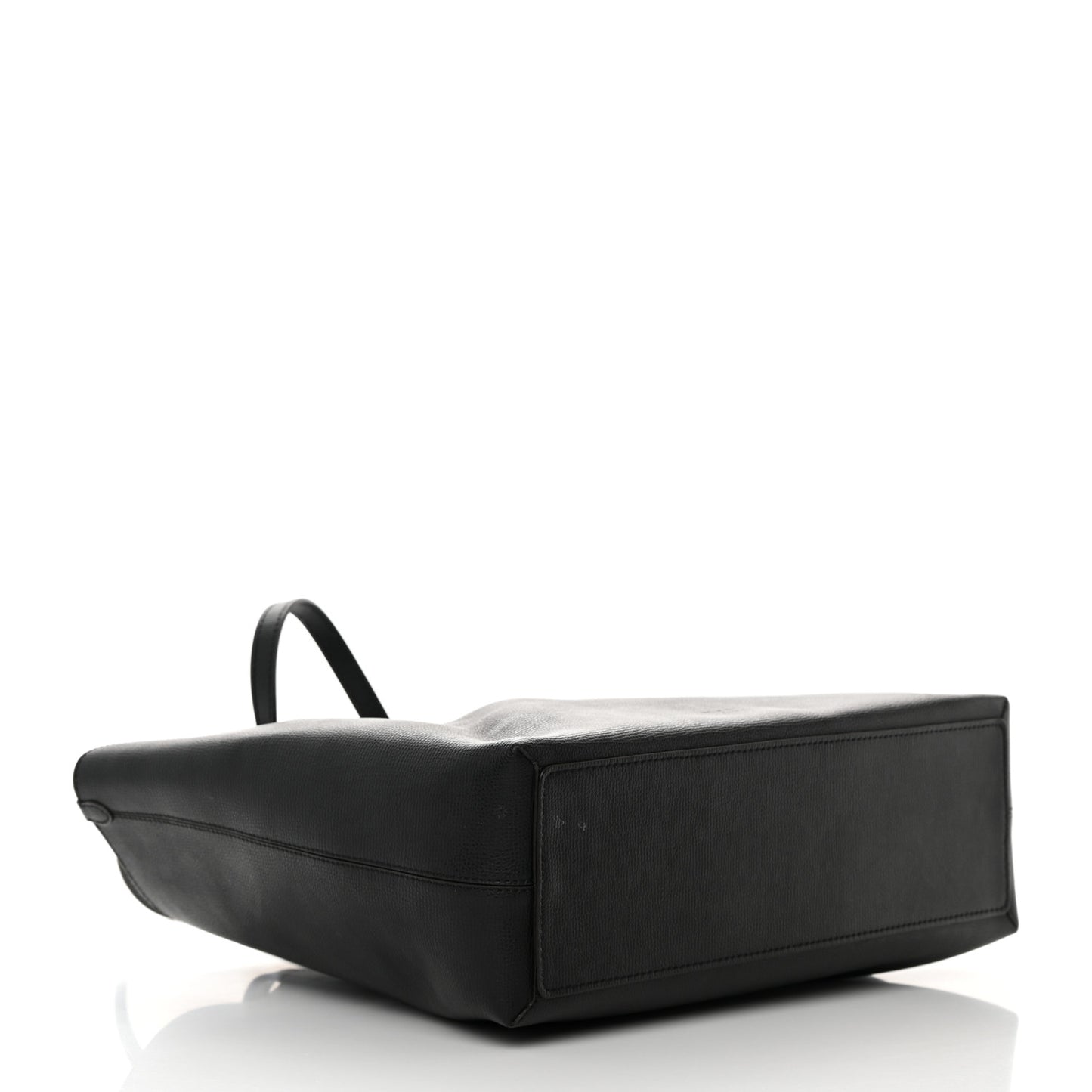 Grainy Calfskin Haymarket Check Medium Reversible Tote Black