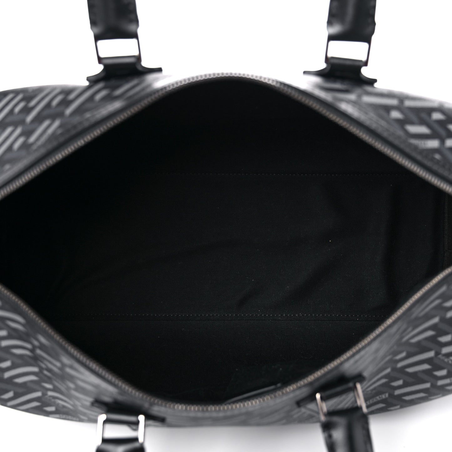 Coated Canvas Calfskin La Greca Signature Travel Bag Black Grey