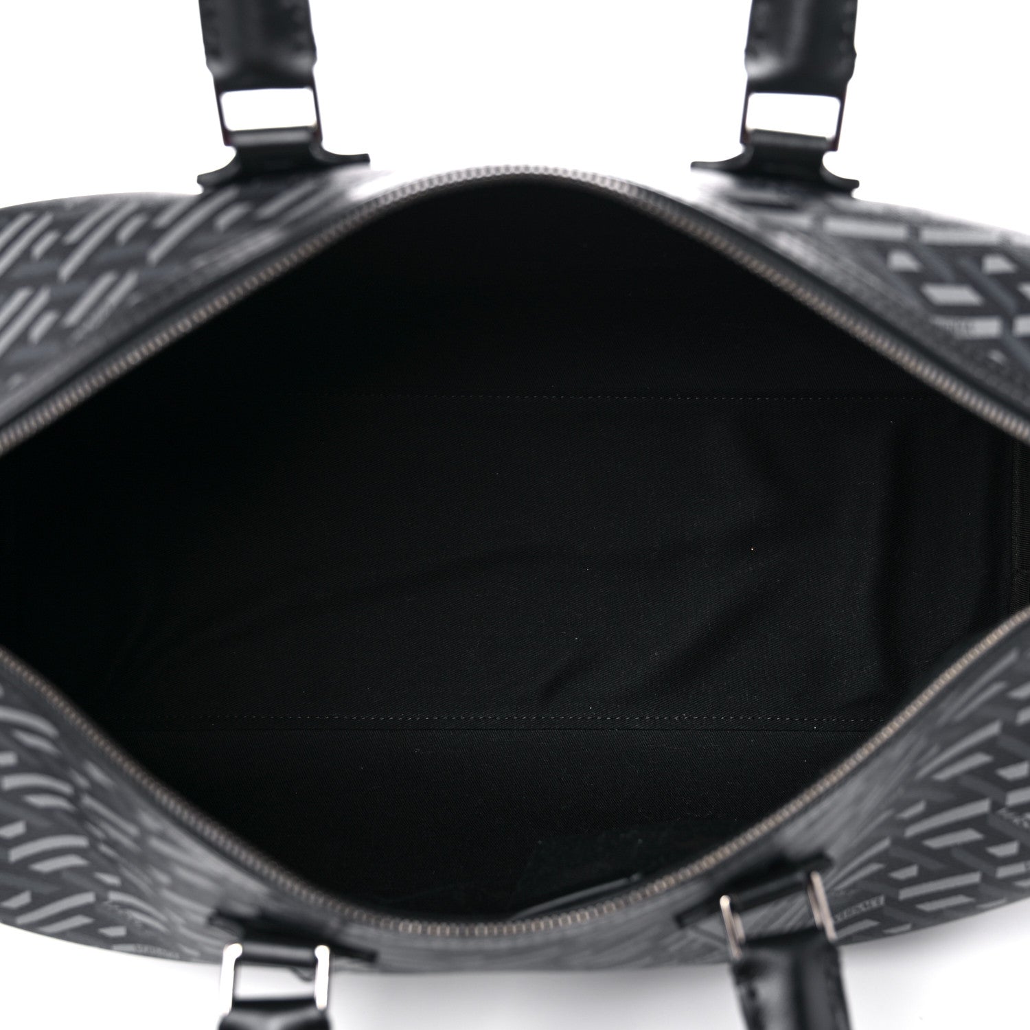 Versace Coated Canvas Calfskin La Greca Signature Travel Bag Black Grey 5 of 14