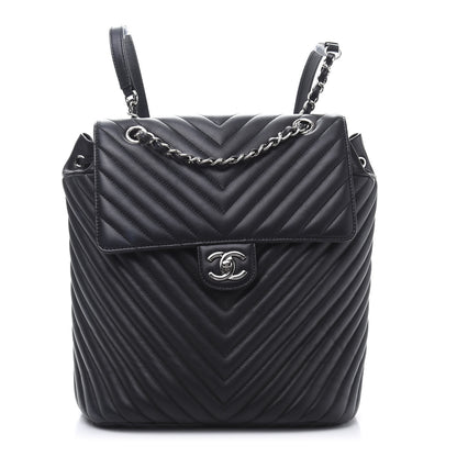 Chanel Calfskin Chevron Quilted Large Urban Spirit Backpack Black 1 of 13