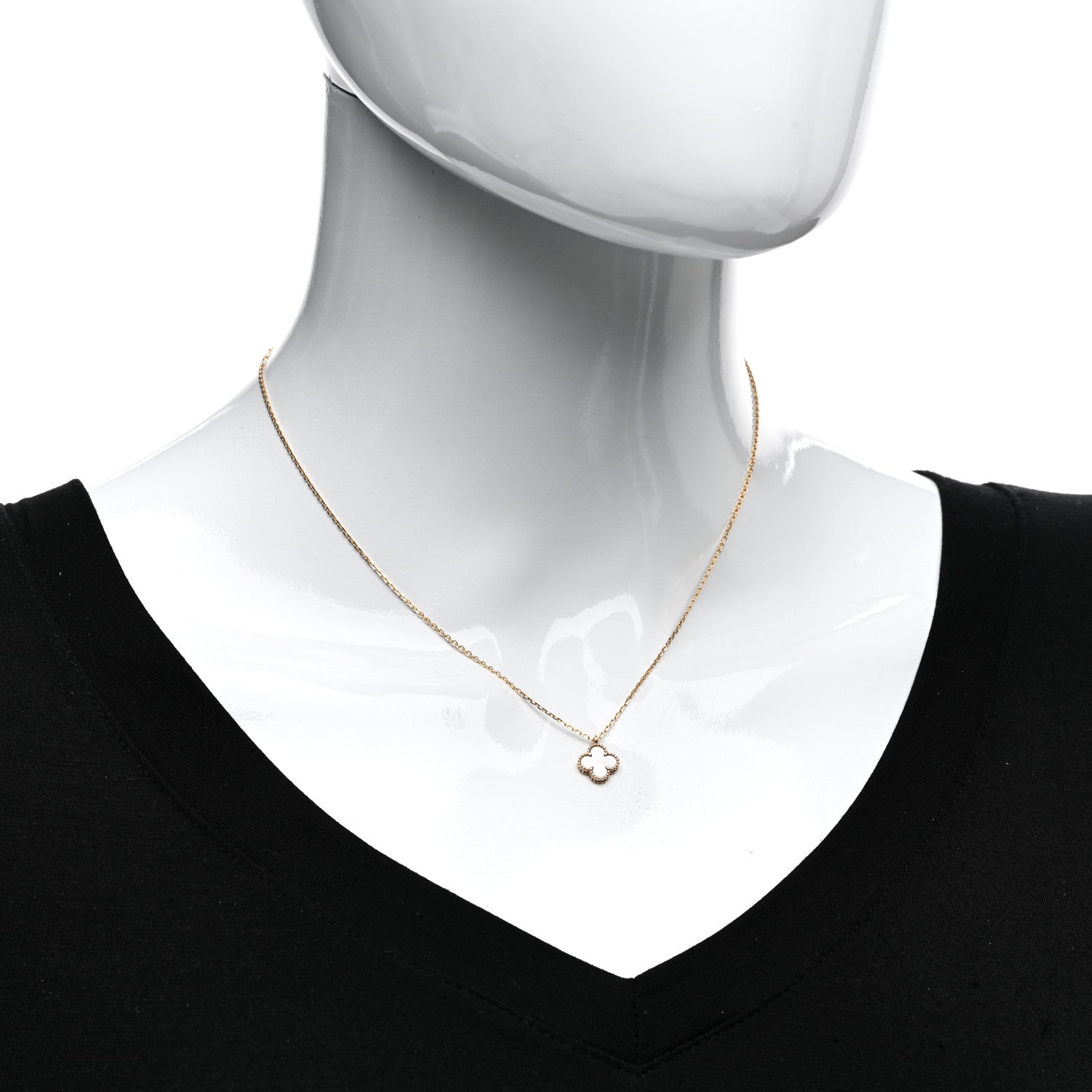 Van Cleef & Arpels 18K Yellow Gold Mother of Pearl Sweet Alhambra Pendant Necklace 2 of 6