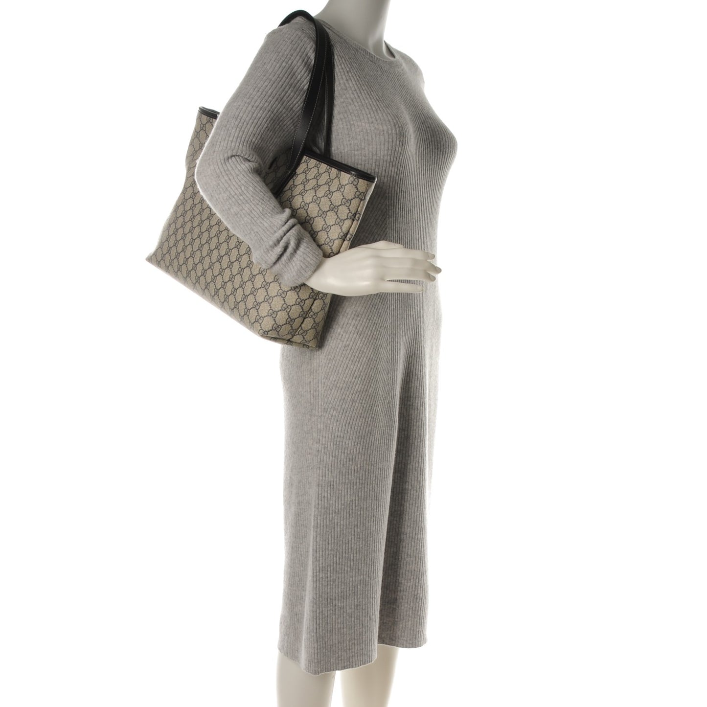 GG Supreme Monogram Medium Zippered Shopping Tote Navy