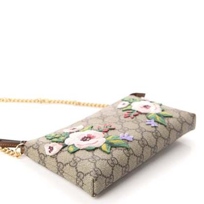 Gucci GG Supreme Monogram Embroidered Flower Chain Wrist Wallet 4 of 11
