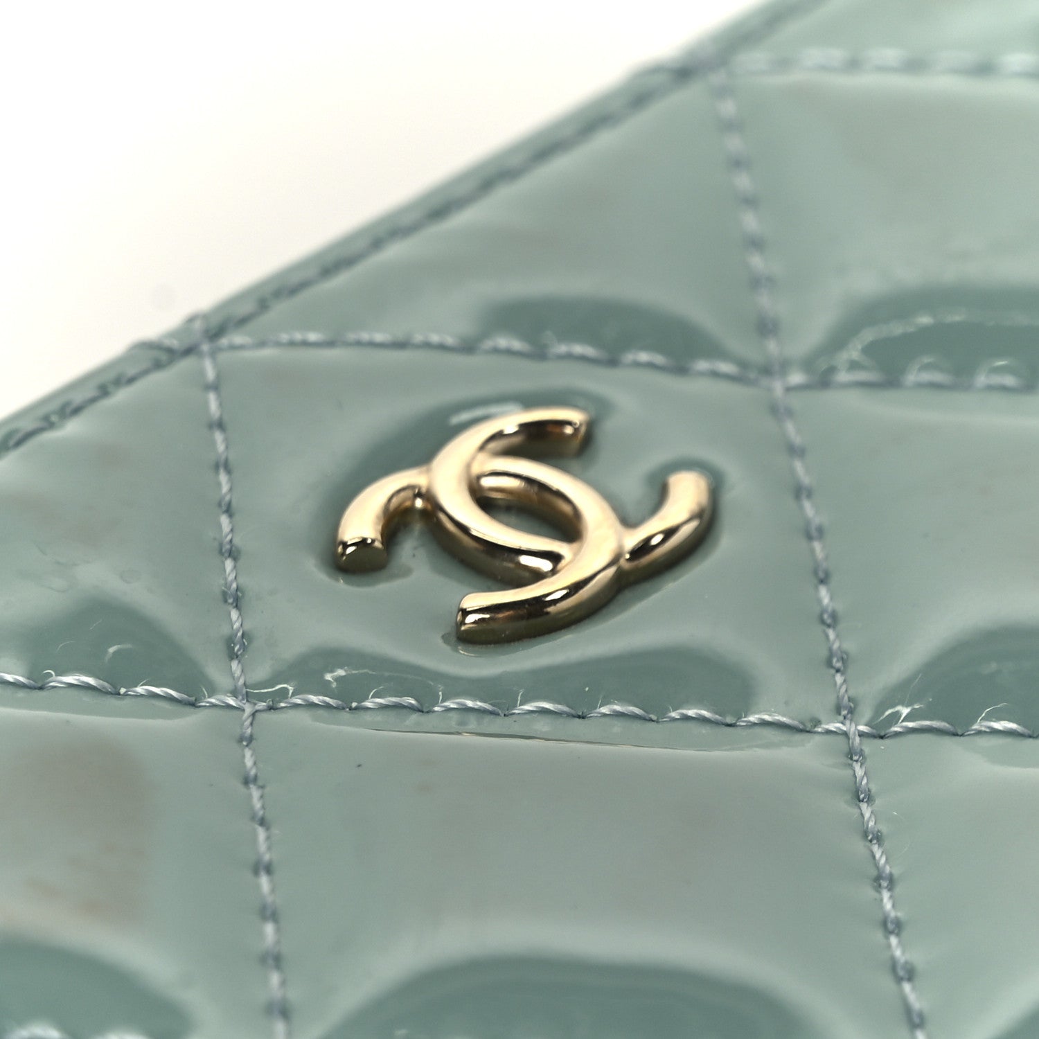 Chanel Patent Quilted Small Cosmetic Case Light Blue 9 of 9
