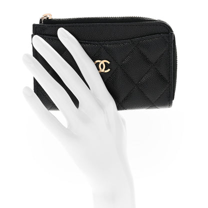 Chanel Caviar Quilted CC Zip Around Card Holder Black 2 of 7