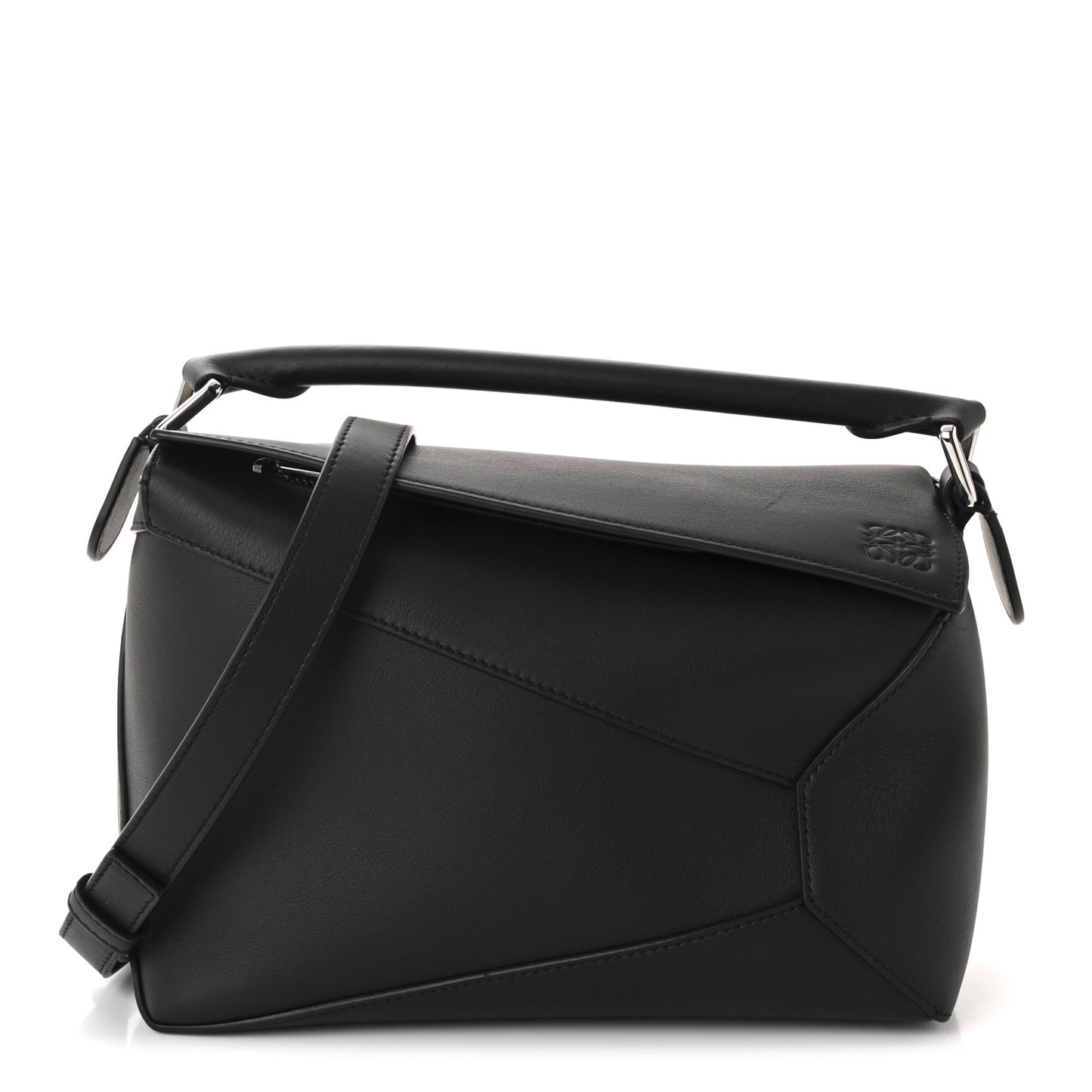 Calfskin Small Puzzle Edge Bag Black