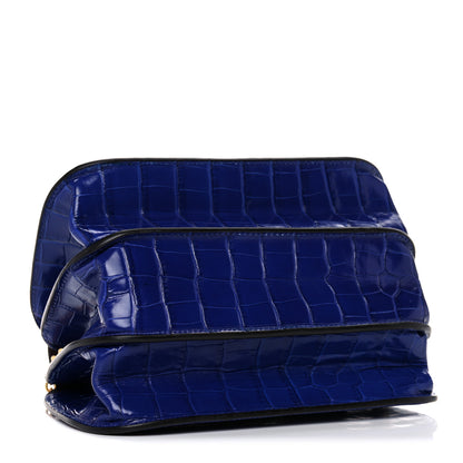 Mulberry Shiny Croc Calfskin Embossed The Mews Satchel Cobalt Blue 4 of 14